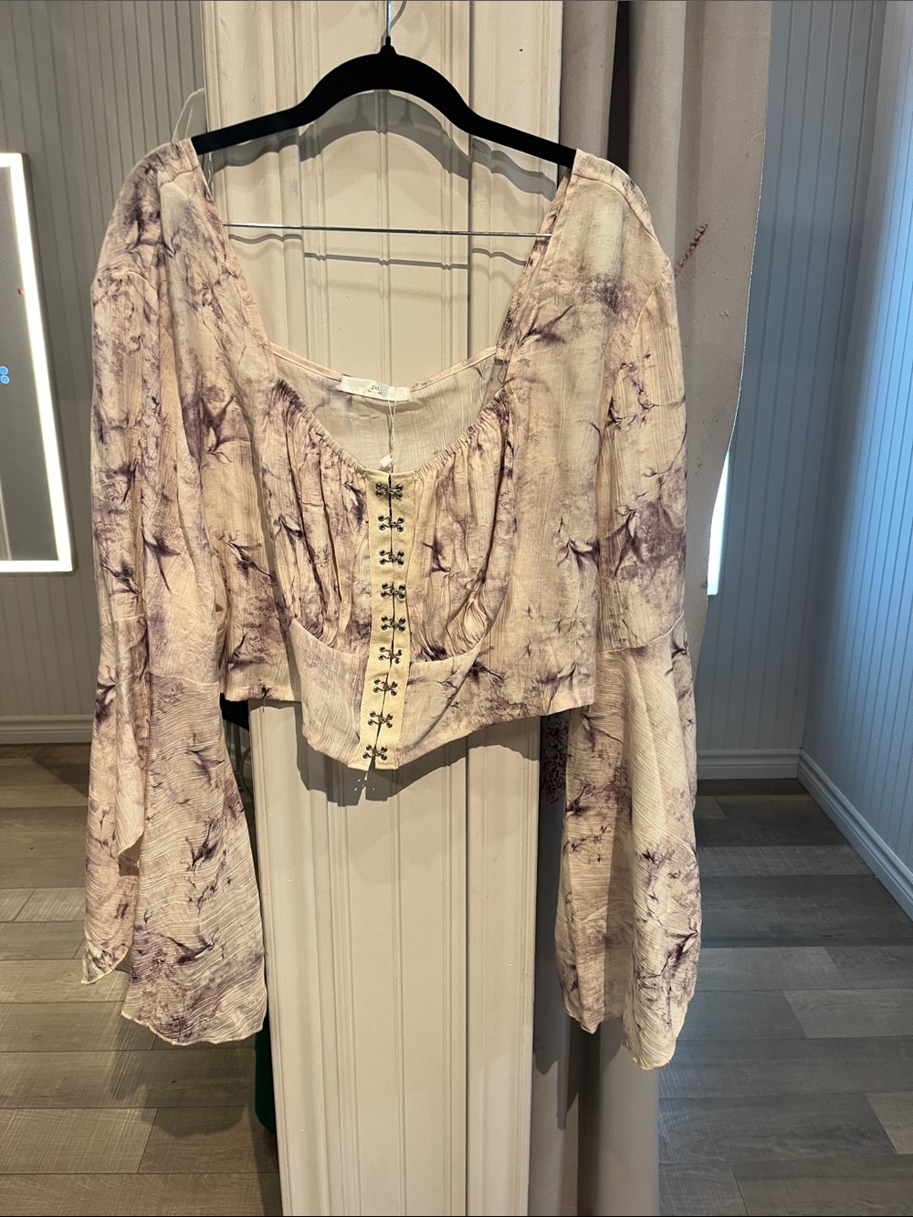 Rgothic Tie-Dye Lavender Corset-Style Long Sleeve Top 2XL